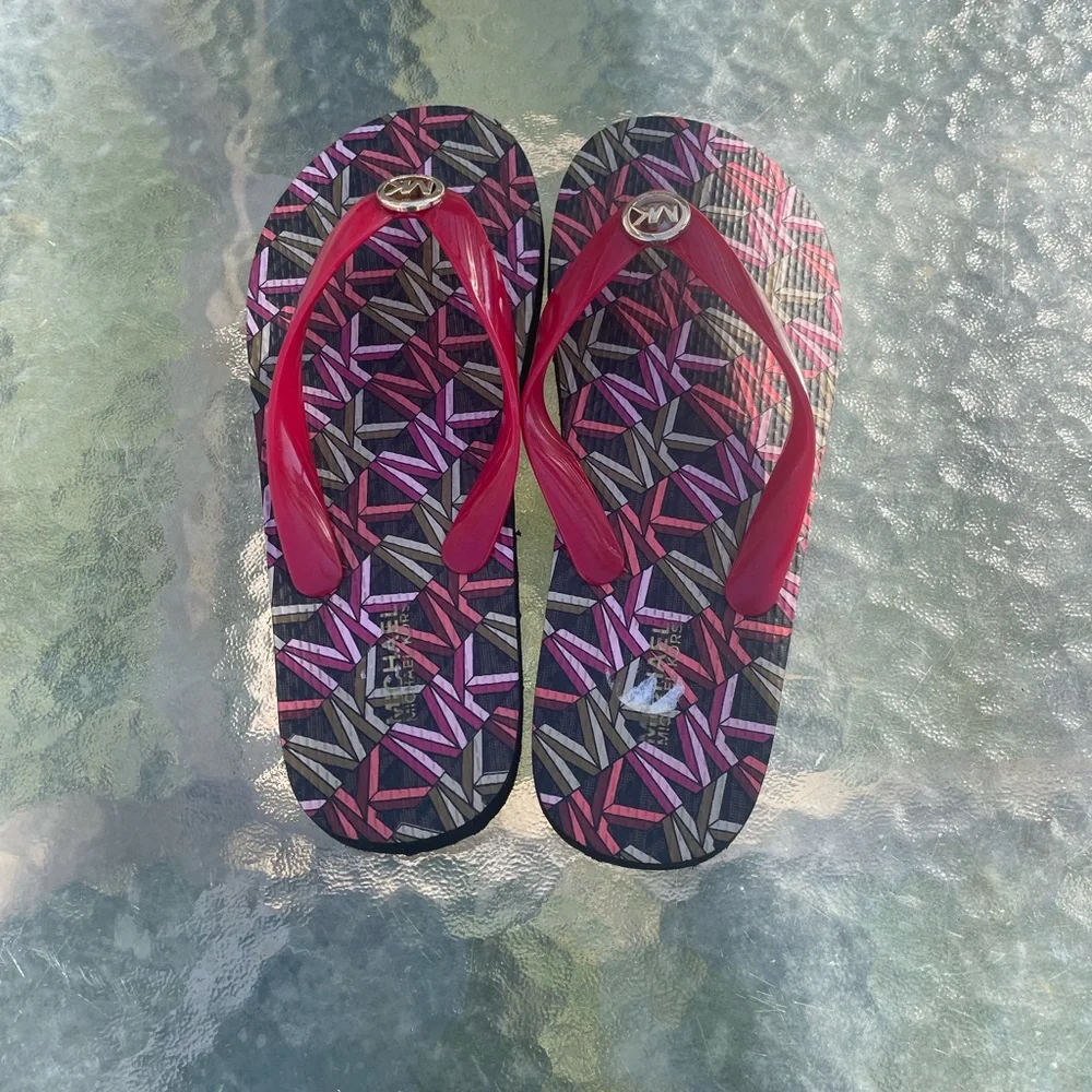Michael Kors Red and Black Patterned Sandals